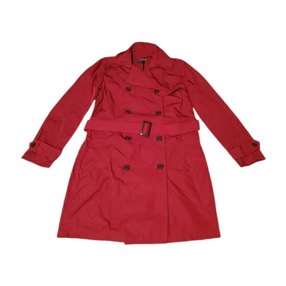 Lauren Ralph Lauren Belted Trench Raincoat Red Pockets Outerwear Women Sz Medium